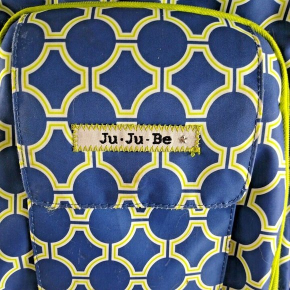 Ju Ju Be Diaper Bag Backpack Be Right Back Blue Green Multi Pocket Easy Carry - Picture 2 of 12